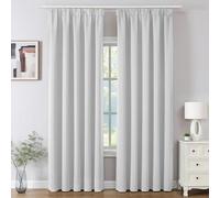 Joydeco Cortinas Opaca Termicas Aislantes Frio y Calor An 140 x Al 245 Gris Blanquecino 2 Piezas Cinta Fruncidora Riel para Salon Dormitorio
