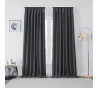 Joydeco Cortinas Opaca Termicas Aislantes Frio y Calor An 140 x Al 245 Gris Oscuro 2 Piezas Cinta Fruncidora Riel para Salon Dormitorio
