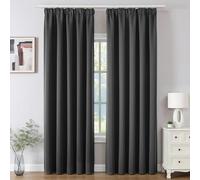 Joydeco Cortinas Opaca Termicas Aislantes Frio y Calor An 140 x Al 260 Gris Oscuro 2 Piezas Cinta Fruncidora Riel para Salon Dormitorio
