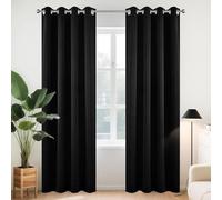 Joydeco Cortinas Opacas 2 Piezas 117 x 228 cm, Cortinas Dormitorio con Ojales Negro Anti Luz Cortina Termica Aislantes Frio y Calor para Salon Curtains Blackout