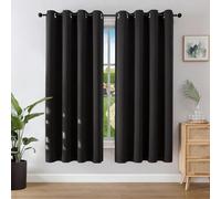 Joydeco Cortinas Opacas 2 Piezas 132 x 158 cm, Cortinas Dormitorio con Ojales Negro Anti Luz Cortina Termica Aislantes Frio y Calor para Salon Curtains Blackout