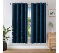 Joydeco Cortinas Opacas 2 Piezas 140 x 175 cm, Cortinas Dormitorio con Ojales Azul Marino Anti Luz Cortina Termica Aislantes Frio y Calor para Salon Curtains Blackout