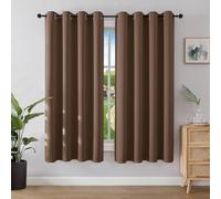 Joydeco Cortinas Opacas 2 Piezas 140 x 175 cm, Cortinas Dormitorio con Ojales Marrón Anti Luz Cortina Termica Aislantes Frio y Calor para Salon Curtains Blackout