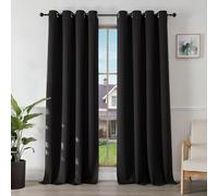 Joydeco Cortinas Opacas 2 Piezas, Cortinas Dormitorio con Ojales Anti Luz Cortina Termica Aislantes Frio y Calor para Salon Curtains Blackout (Negro, 2x135x240cm)