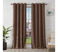Joydeco Cortinas Opacas 2 Piezas, Cortinas Dormitorio con Ojales Anti Luz Cortina Termica Aislantes Frio y Calor para Salon Curtains Blackout(Marrón,2x140x260cm)