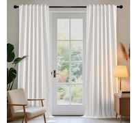 Joydeco Cortinas Opacas Blancas de 90 Pulgadas de Largo, 100% Lino Opaco, Cortina de Sala de Estar, Bolsillo para Barra y pestañas traseras, Cortinas de Ventana con Aislamiento térmico para