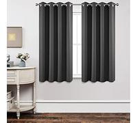 Joydeco Cortinas Opacas de 160 cm de Largo para oscurecer la habitación, Cortinas Opacas de 63 Pulgadas de Largo para Dormitorio, Sala de Estar, Cortinas Grises con Ojales Cortos