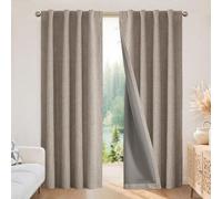 Joydeco Cortinas Opacas de Lino de 96 Pulgadas de Largo, Cortinas 100% Opacas, 95 Pulgadas de Largo, Juego de 2 Paneles para Dormitorio, Sala de Estar, Cortina de oscurecimiento con Aislamiento