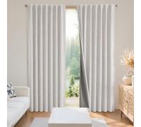 Joydeco Cortinas Opacas de Lino Natural de 37 Pulgadas de Ancho x 63 Pulgadas de Largo (Paquete de 2), Aislamiento térmico, 100% Opacas, 2 Paneles, Bolsillo para Barra y pestañas traseras, Cortinas