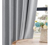 Joydeco Cortinas Opacas de Lino sintético para Dormitorio, Cortinas Opacas de Color Gris Claro, 96 Pulgadas de Largo, 100% Opacas, a Prueba de Sonido, con Aislamiento térmico, decoración de Lujo (52