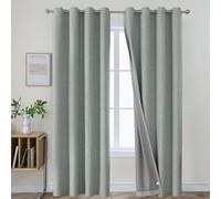 Joydeco Cortinas Opacas extralargas para Sala de Estar o Dormitorio, Cortinas Opacas con Textura de Lino para oscurecer la habitación con Ojales (52 x 120 Pulgadas, Verde Salvia)