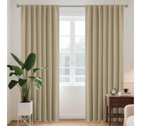 Joydeco Cortinas Opacas Modernas 2 Piezas 132x210cm, Juego de Cortinas Termicas Aislantes Frio y Calor Paras Dos Puertas Ventanas de Balcón, 85% Blackout Curtains con Trabillas Ocultas - Beige Claro