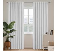 Joydeco Cortinas Opacas Modernas 2 Piezas 140x260cm, Juego de Cortinas Termicas Aislantes Frio y Calor Paras Dos Puertas Ventanas de Balcón, 85% Blackout Curtains con Trabillas Ocultas - Gris Blanco