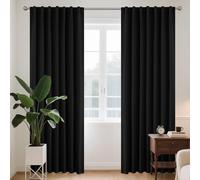 Joydeco Cortinas Opacas Modernas 2 Piezas 167x228cm, Juego de Cortinas Termicas Aislantes Frio y Calor Paras Dos Puertas Ventanas de Balcón, 85% Blackout Curtains con Trabillas Ocultas - Negro