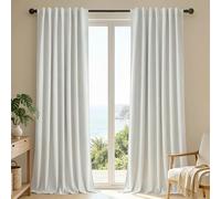 Joydeco Cortinas opacas para dormitorio, 84 pulgadas de largo, con pestaña trasera/bolsillo para cortinero, cortinas opacas 100% opacas, cortinas opacas con aislamiento térmico texturizado, juego de 2