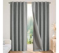 Joydeco Cortinas Opacas para Dormitorio, Cortinas de Lino Natural de 132 cm de Ancho x 160 cm de Largo (Paquete de 2), Aislamiento térmico, 100% Opacas, 2 Paneles, Color Gris Claro, Cortinas de