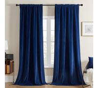 Joydeco Cortinas Salon de Terciopelo Térmicas 2 Piezas, Opacas y Aislantes, para Dormitorio Moderno (132x245cm, Azul Marino)