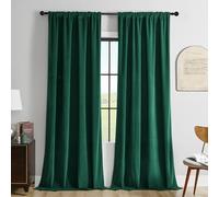 Joydeco Cortinas Salon de Terciopelo Térmicas 2 Piezas, Opacas y Aislantes, para Dormitorio Moderno (132x160cm, Verde Oscuro)