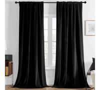 Joydeco Cortinas Salon de Terciopelo Térmicas 2 Piezas, Opacas y Aislantes, para Dormitorio Moderno (132x225cm, Negro)
