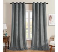 Joydeco Cortinas Salon de Terciopelo Térmicas 2 Piezas, Opacas y Aislantes, para Dormitorio Moderno (140x260cm, Gris)