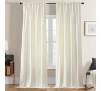 Joydeco Cortinas Salon de Terciopelo Térmicas 2 Piezas, Opacas y Aislantes, para Dormitorio Moderno (140x260cm, Blanco Marfil)