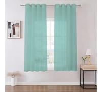 Joydeco Cortinas Salon Modernas 2 Piezas 140x160 cm, Cortinas Visillos Cortas Ventanas Translucidas con Ojales para Dormitorio Matrimonio Comedor - Azul Cielo