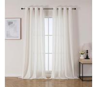Joydeco Cortinas Salón Modernas 2 Piezas Cortinas Térmicas Aislantes Frio y Calor 132x260cm Cortinas de Dormitorio Translúcidas, Las Cortinas Están Hechas de Lino Natural Real