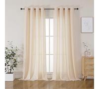 Joydeco Cortinas Salón Modernas 2 Piezas Cortinas Térmicas Aislantes Frio y Calor 140x260cm Cortinas de Dormitorio Translúcidas, Las Cortinas Están Hechas de Lino Natural Real