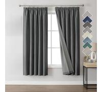 Joydeco Cortinas Térmicas Aislantes Frío y Calor 2 Piezas 117x183 cm, 100% Cortinas Dormitorio Salon Opacas Aspecto Lino con Cinta Fruncidora, Blackout Curtains para Riel de Techo, Gris Oscuro