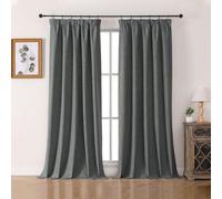Joydeco Cortinas Térmicas Aislantes Frío y Calor 2 Piezas 140x275 cm, 100% Cortinas Dormitorio Salon Opacas Aspecto Lino con Cinta Fruncidora, Blackout Curtains para Riel de Techo, Gris Oscuro