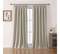 Joydeco Cortinas Térmicas Aislantes Frío y Calor 2 Piezas 140x275 cm, 100% Cortinas Dormitorio Salon Opacas Aspecto Lino con Cinta Fruncidora, Blackout Curtains para Riel de Techo, Colore de Lino