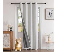 Joydeco Cortinas Termicas Aislantes Frio y Calor para Salon Dormitorio 1 Pieza 135x245cm Blanco, 100% Cortina Opaca de Aspecto de Lino con Ojales para Ventana Puerta Vestidor