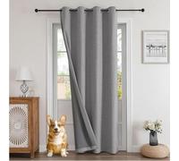 Joydeco Cortinas Termicas Aislantes Frio y Calor para Salon Dormitorio 1 Pieza 135x245cm Gris Claro, 100% Cortina Opaca de Aspecto de Lino con Ojales para Ventana Puerta Vestidor