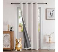 Joydeco Cortinas Termicas Aislantes Frio y Calor para Salon Dormitorio 1 Pieza 140x240cm Gris Blanco, 100% Cortina Opaca de Aspecto de Lino con Ojales para Ventana Puerta Vestidor
