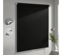 Joydeco Estor Enrollable Opaco Sin Taladrar 120 x 130 cm Negro, 100% Blackout Persiana Enrollable Interior Instalación con Abrazaderas para Ventanas y Puertas de Balcón Cocina Baño Salón Dormitorio