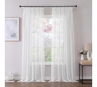 Joydeco Juego de 2 cortinas con cinta fruncidora de gasa, largas, translúcidas, de poliéster, modernas, transparentes, para salón, cortinas decorativas para dormitorio