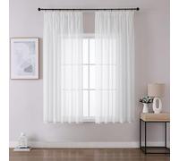 Joydeco Juego de 2 cortinas con cinta fruncidora de gasa, largas, translúcidas, de poliéster, modernas, transparentes, para salón, cortinas decorativas para dormitorio