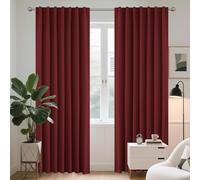 Joydeco Juego de 2 cortinas con lazos ocultos, H 200 x B 140, color rojo oscuro, cortinas opacas, cortina blackout para dormitorio, sala de estar