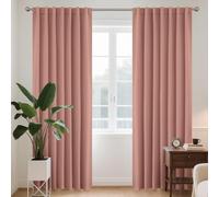 Joydeco Juego de 2 cortinas con lazos ocultos, H 260 x B 140, color rosa soñado, cortinas opacas de larga duración, insonorización, barra de deslizamiento, cortinas para dormitorio, salón, blackout