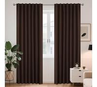 Joydeco Juego de 2 cortinas con trabillas ocultas, 225 x 140 cm, color marrón chocolate, cortinas térmicas, opacas, para dormitorio, salón, moderno