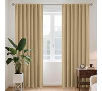 Joydeco Juego de 2 cortinas con trabillas ocultas, 245 x 140 cm, color beige oscuro, opacas, protección contra el ruido, para dormitorio, sala de estar