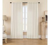 Joydeco Juego de 2 Cortinas de Lino con Filtro de luz, Cortinas de Lino Marfil de 84 Pulgadas para Sala de Estar, Cortinas Color Crema de 84 Pulgadas de Largo con Dobladillo para cortinero y pestañas