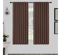 Joydeco Juego de 2 cortinas ocultas con trabillas, 175 x 140 cm, color marrón chocolate, blackout opacas, cortas, de poliéster, con paso para barra, para dormitorio y salón