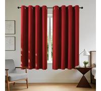 Joydeco Juego de 2 Cortinas Opacas con Ojales, Cortinas Opacas térmicas, protección contra el Calor, Cortinas con Ojales para Dormitorio o salón (Rojo, 2 x 137 x 117)