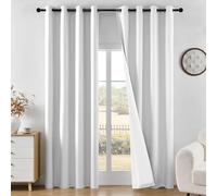Joydeco Juego de 2 Paneles de Cortinas 100% Opacas de 84 Pulgadas de Largo, Cortinas Opacas para Ventanas de Dormitorio, Cortinas Blancas Marfil para Sala de Estar, Cortinas con Aislamiento térmico