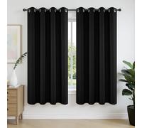 Joydeco - Juego de 2 Paneles de Cortinas Opacas, Cortinas largas con Aislamiento térmico, con Ojales, para Ventana de Sala de Estar o Dormitorio, 132 x 183 cm, Negro