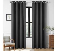 Joydeco - Juego de 2 Paneles de Cortinas Opacas, Cortinas largas con Aislamiento térmico, con Ojales, para Ventana de Sala de Estar o Dormitorio, 132 x 160 cm, Gris Oscuro