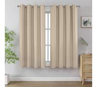 Joydeco - Juego de 2 Paneles de Cortinas Opacas, Cortinas largas con Aislamiento térmico, con Ojales, para Ventana de Sala de Estar o Dormitorio, 132 x 183 cm, Beige Claro
