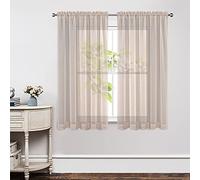 Joydeco Juego de 2 Paneles de Cortinas traslúcidas de Lino de 63 Pulgadas de Largo y con Bolsillo para Barra, para Ventana, Dormitorio, Sala de Estar, Patio (54 x 63 Pulgadas, Lino)