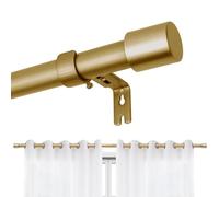 Joydeco Juego de barras de cortina doradas ajustables de 76 a 114 cm, barra de cortina decorativa con tapa de aluminio para ducha, dormitorio, salón (dorado, 76 cm-114 cm)